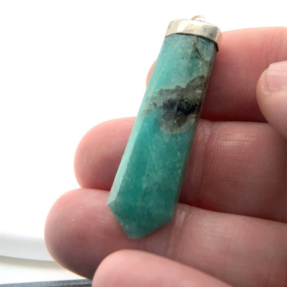 Amazonite 33.00ct Solid 925 Sterling Silver Pendant - Picture 1 of 7